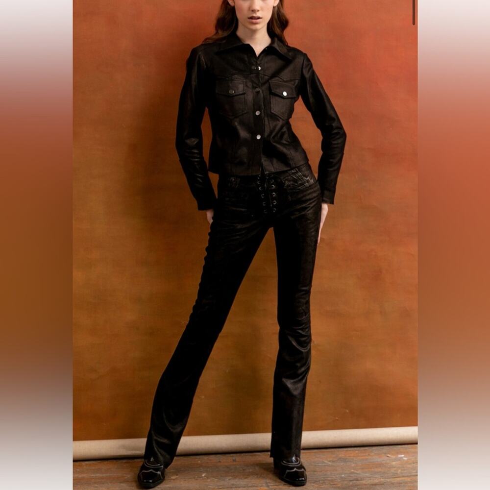 Free People x Dancassab Black Lambskin‎ Leather Jeans Limited Edition Size Small
